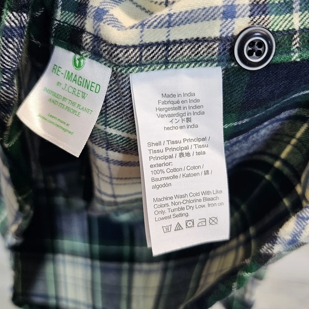 J. Crew Men's Double Brushed Plaid Button Down Shirt Sz Large Mid-Weight Flannel